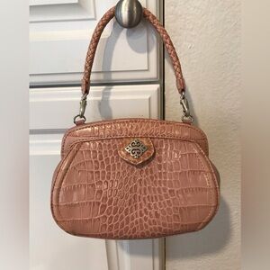 Brighton Pink Croc-Embossed Mini Leather Shoulder Bag